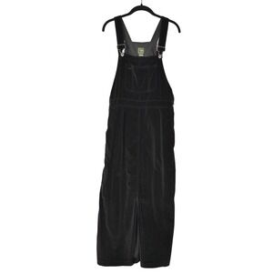 Vintage 90s Eddie Bauer Velvet Overall Dress Womens S Black Cotton Jumper